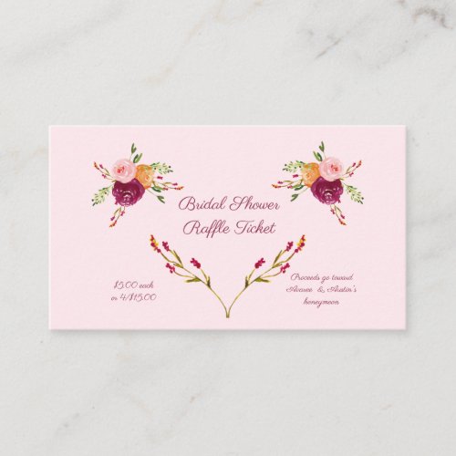 Pink Roses Bridal Shower Raffle Tickets Enclosure Card