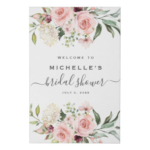Pink Roses Bridal Shower Welcome Sign