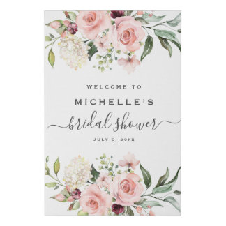 Pink Roses Bridal Shower Welcome Sign