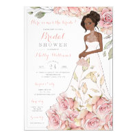 Pink Roses Bride Bridal Shower Invitation
