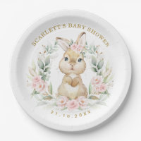 Pink Roses Bunny Easter Rabbit Girl Baby Shower