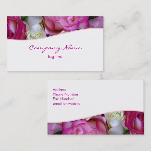 Customizable Pink Roses Business Card