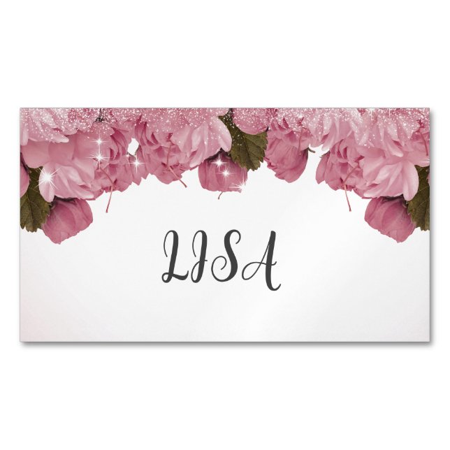 PINK ROSES  BUSINESS CARD MAGNET (Front)