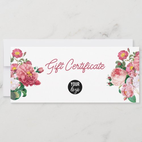 Pink Roses Business Logo QR Code Gift Certificate