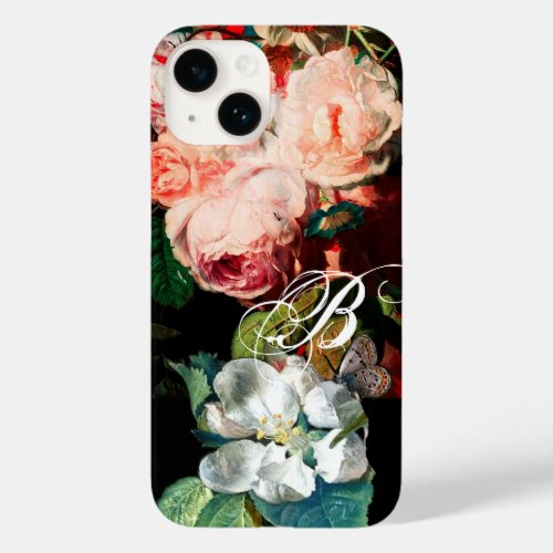PINK ROSESBUTTERFLYWHITE FLOWER FLORAL MONOGRAM Case_Mate iPhone 14 CASE