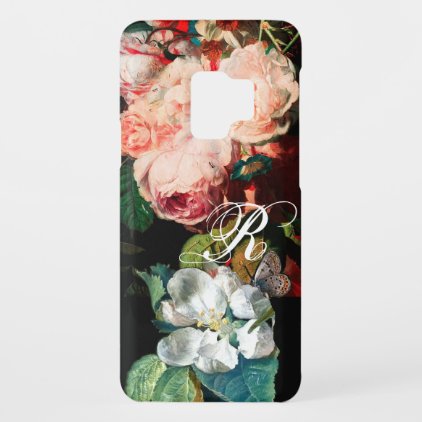 PINK ROSES,BUTTERFLY,WHITE FLOWER FLORAL MONOGRAM Case-Mate SAMSUNG GALAXY S9 CASE