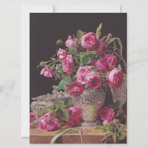 Pink Roses by Ferdinand Georg Waldmller Card
