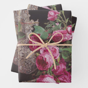 Pink Roses (by Ferdinand Georg Waldmüller) Wrapping Paper Sheets