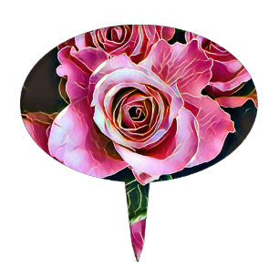 PINK ROSES CAKE TOPPER