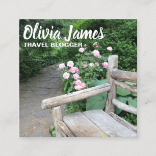 Pink Roses Central Park Garden Photography NYC Square Business Card