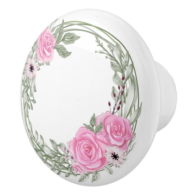 Pink Roses Ceramic Knob (Right)