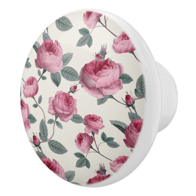 Pink Roses Ceramic Knob (Right)