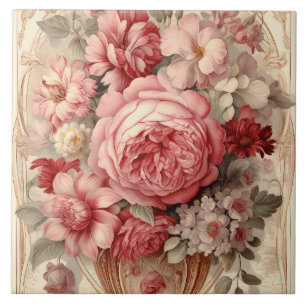 Pink roses ceramic tile