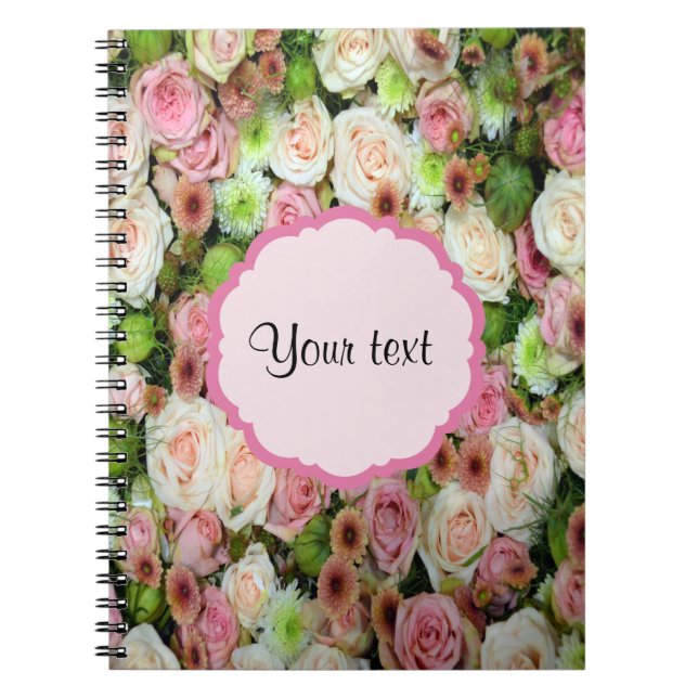 Pink  Roses & Chrysanthemums Notebook (Front)