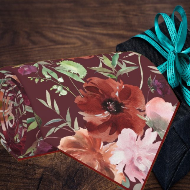 Pink Roses Cinnamon Wine Flowers Floral Neck Tie (Creator Uploaded)