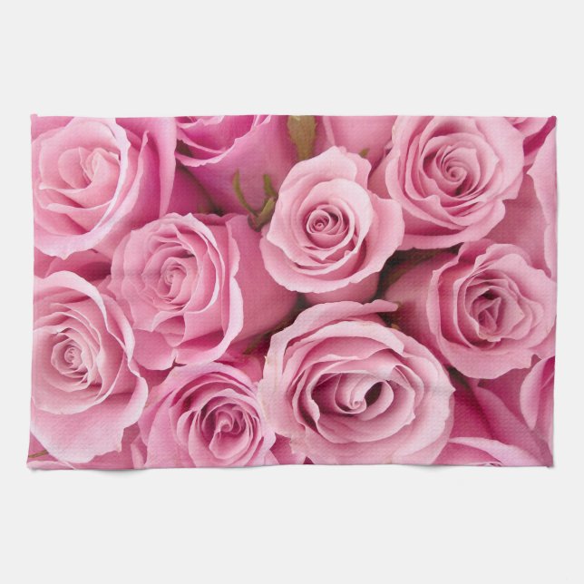 pink roses collage kitchen towel (Horizontal)