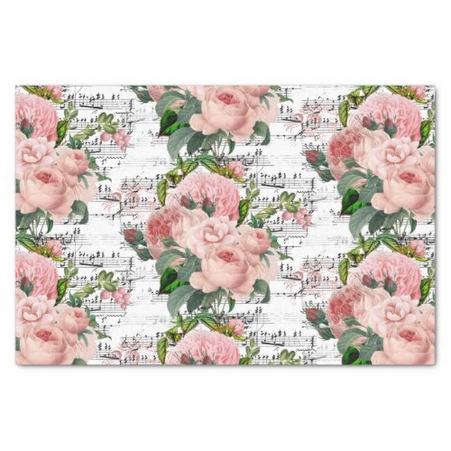 Pink Roses Collage Tissue Paper