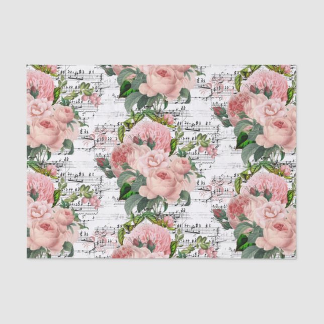 Pink Roses Collage Tissue Paper (Front)