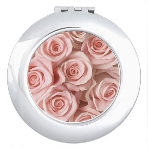 Pink roses compact mirror