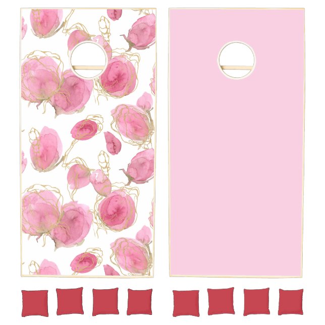 Pink roses cornhole set (Set)