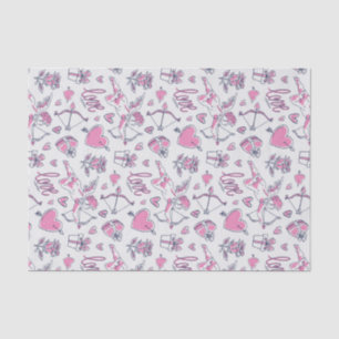 Pink Roses Cupid Love Heart Pattern Valentines Day Tissue Paper