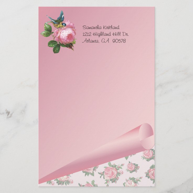 Pink Roses Custom Stationery Zazzle