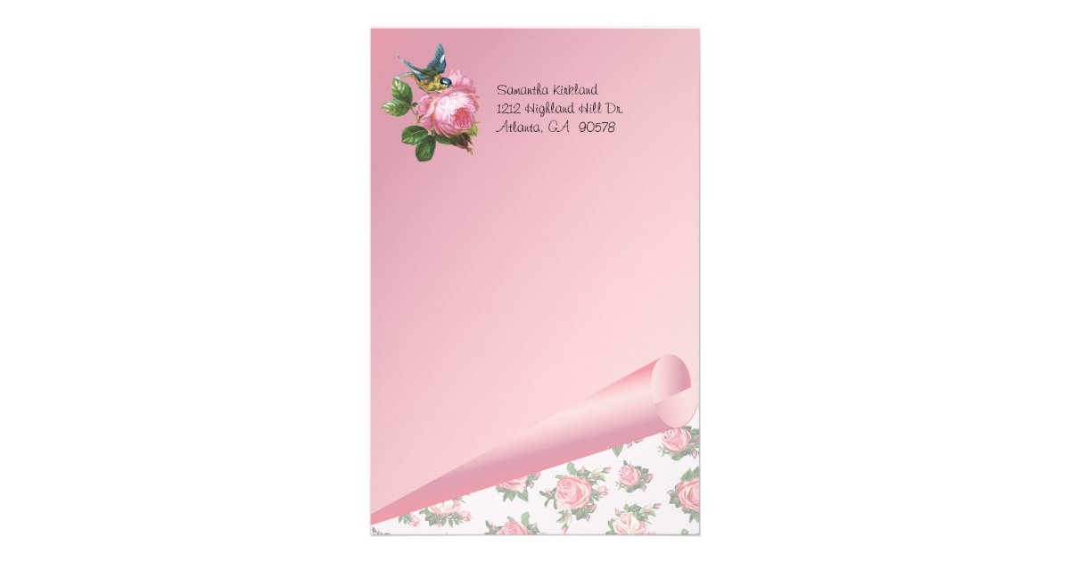 Pink Roses Custom Stationery