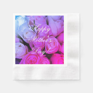 Pink Roses Custom Text Happy Mother's Day Napkins