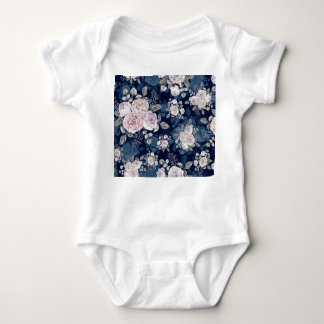 Pink Roses Dark Blue: Vintage Baby Bodysuit