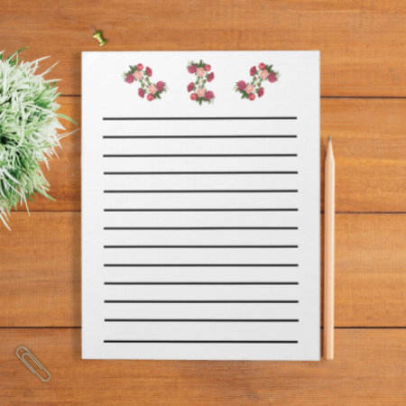 Pink Roses Dark Lined Notepad