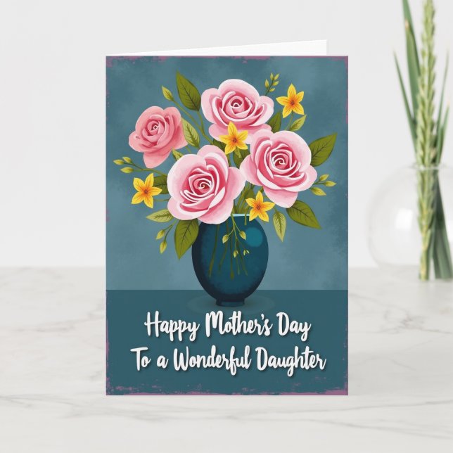 Pink Roses Daughter Day Card (Front)
