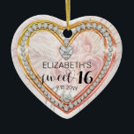 Pink Roses |Diamonds Sweet 16 Keepsake Ornament<br><div class="desc">Elegant faux (printed) diamonds and pink roses and pampass grass keepsake Sweet 16 birthday ornament design by Holiday Hearts Designs (rights reserved). Template fields are provided for you to personalize with name and date. All effects (diamonds and abstract floral tones) are faux -- they are designed to appear as realistic...</div>