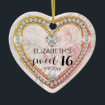 Pink Roses |Diamonds Sweet 16 Keepsake Ornament<br><div class="desc">Elegant faux (printed) diamonds and pink roses and pampass grass keepsake Sweet 16 birthday ornament design by Holiday Hearts Designs (rights reserved). Template fields are provided for you to personalize with name and date. All effects (diamonds and abstract floral tones) are faux -- they are designed to appear as realistic...</div>