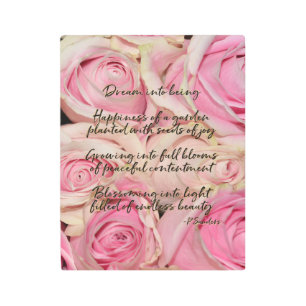 Pink Roses Dream Poem Metal Print