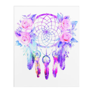Pink Roses Dreamcatcher Floral Dreams Acrylic Print