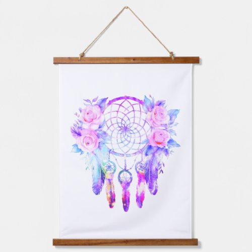 Pink Roses Dreamcatcher Floral Dreams Hanging Tapestry