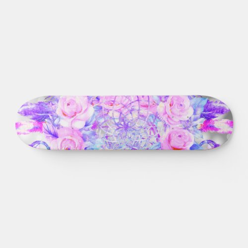 Pink Roses Dreamcatcher Floral Dreams Skateboard