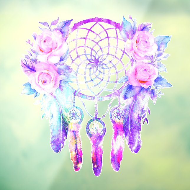 Pink Roses Dreamcatcher Floral Dreams Window Cling (Sheet 3)