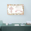 Pink Roses |Dried Grasses Floral Girl Confirmation Banner | Zazzle