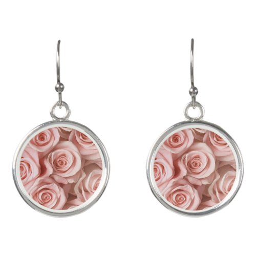 Pink roses earrings