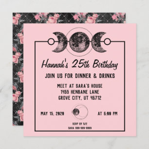 Pink Roses Elegant Birthday Invitations Celestial