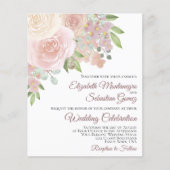 Pink Roses Elegant Boho PAPER Wedding Invite Flyer | Zazzle