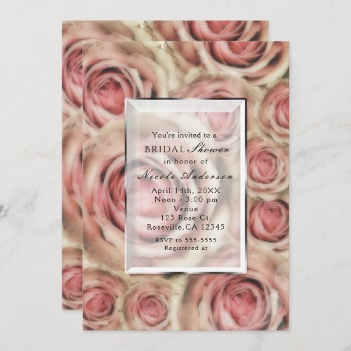Pink Roses Elegant Bridal Any Event Invitations