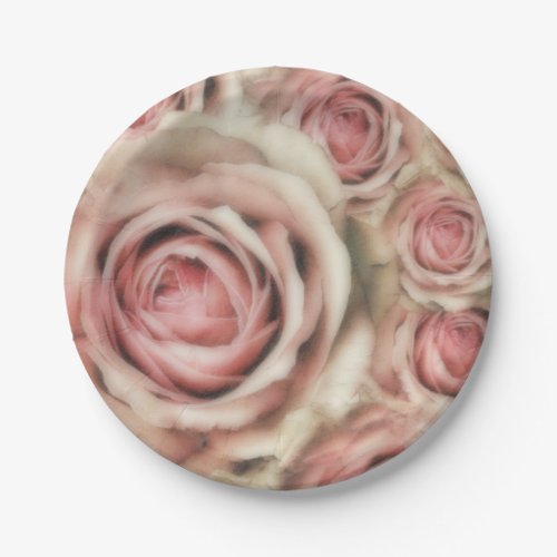 Pink Roses Elegant Bridal Shower Floral Party Paper Plates