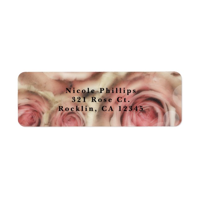 Pink Roses Elegant Bridal Shower Party Invitation Label (Front)