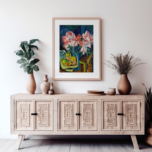 Pink Roses  Ernst Ludwig Kirchner Framed Art