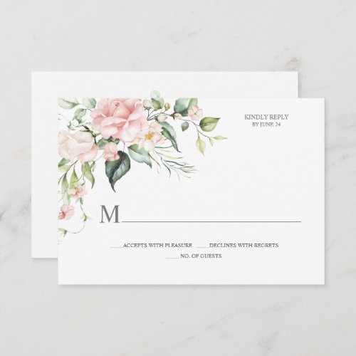 Pink Roses Eucalyptus Botanical RSVP Card