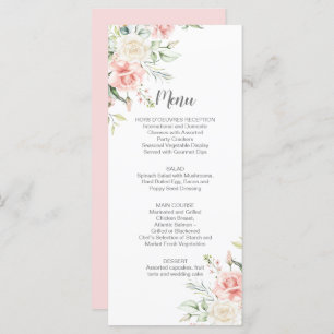 Pink Roses, Eucalyptus, Greenery Wedding Menu