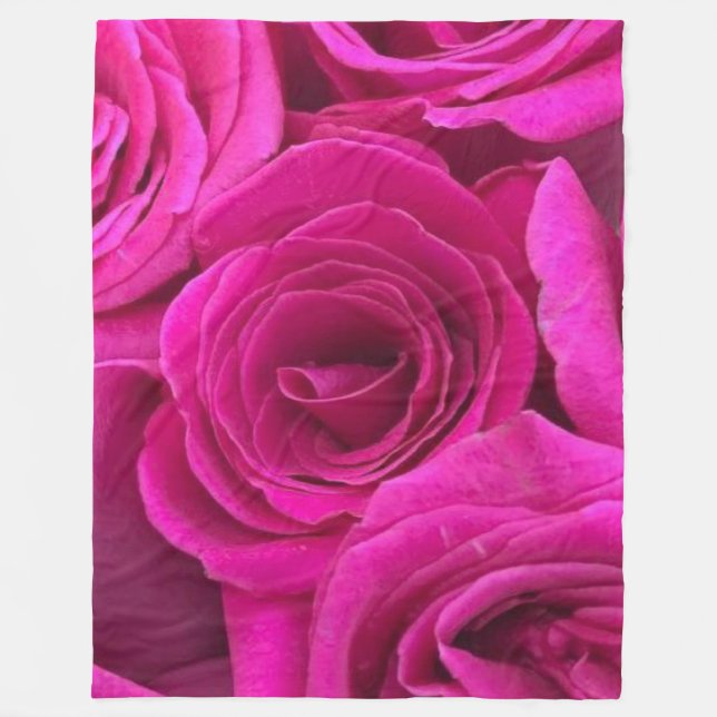 Pink Roses  Fleece Blanket (Front)