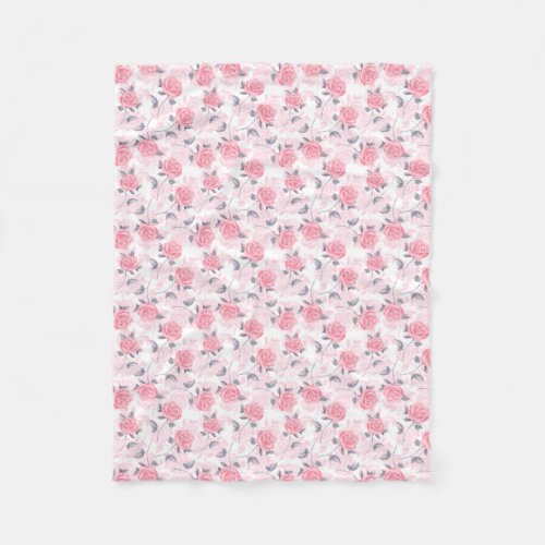 Pink roses fleece blanket